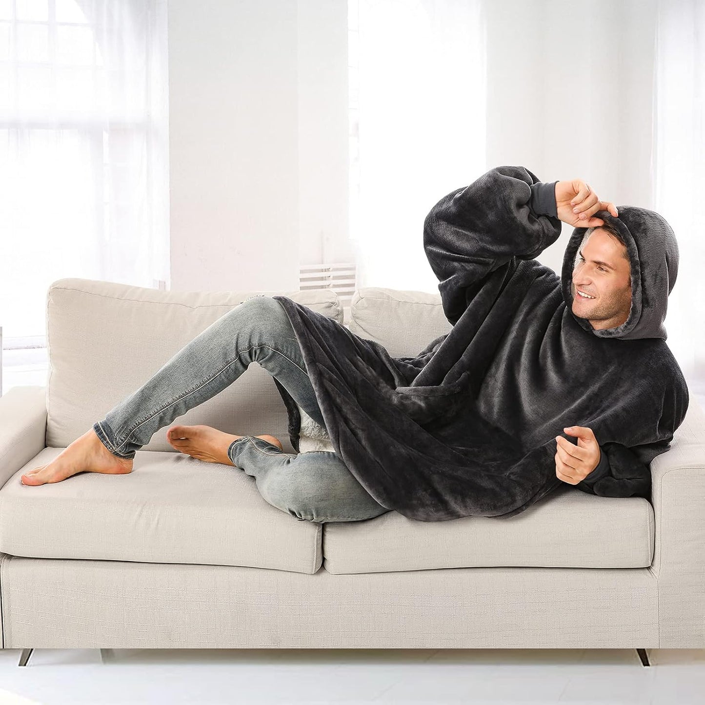 Ultimate Cozy Wearable Blanket Hoodie - Oversized Sherpa Sweatshirt for Maximum Warmth and Comfort!