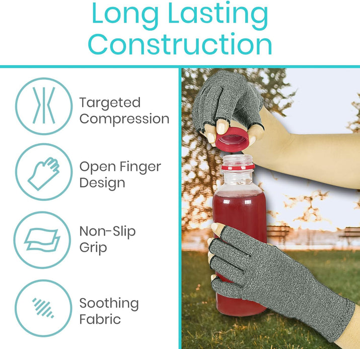 Arthritis Gloves - Men, Women Rheumatoid Compression Hand Glove for Osteoarthritis- Arthritic Joint Pain Relief - Carpal Tunnel Wrist Support - Open Finger, Fingerless Thumb for Computer Typing