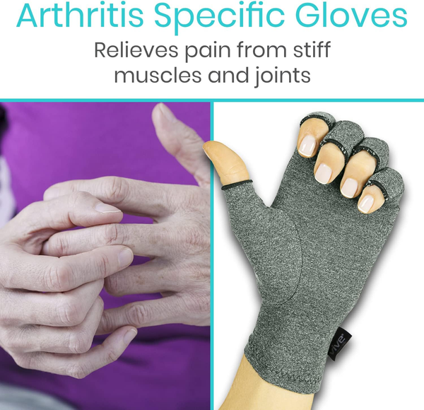 Arthritis Gloves - Men, Women Rheumatoid Compression Hand Glove for Osteoarthritis- Arthritic Joint Pain Relief - Carpal Tunnel Wrist Support - Open Finger, Fingerless Thumb for Computer Typing