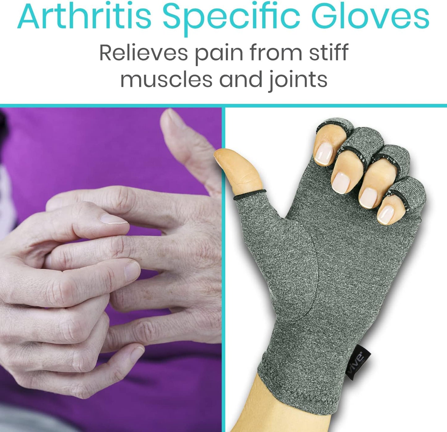Arthritis Gloves - Men, Women Rheumatoid Compression Hand Glove for Osteoarthritis- Arthritic Joint Pain Relief - Carpal Tunnel Wrist Support - Open Finger, Fingerless Thumb for Computer Typing