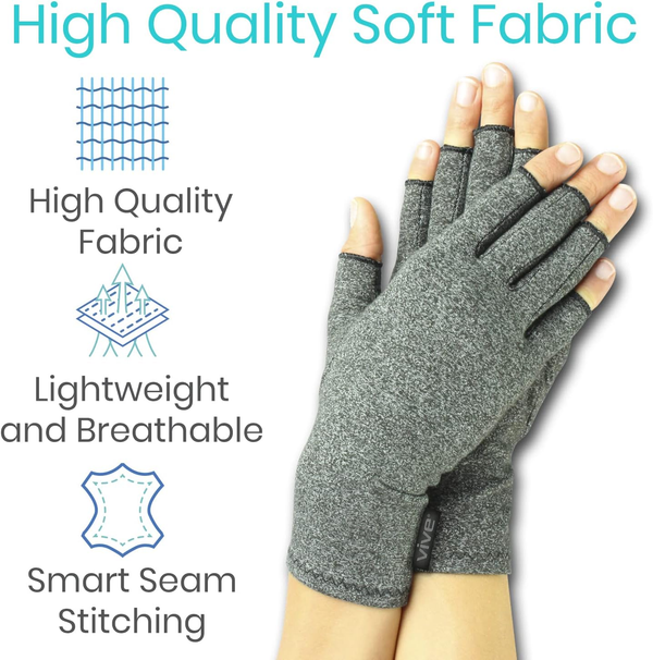 Arthritis Gloves - Men, Women Rheumatoid Compression Hand Glove for Osteoarthritis- Arthritic Joint Pain Relief - Carpal Tunnel Wrist Support - Open Finger, Fingerless Thumb for Computer Typing