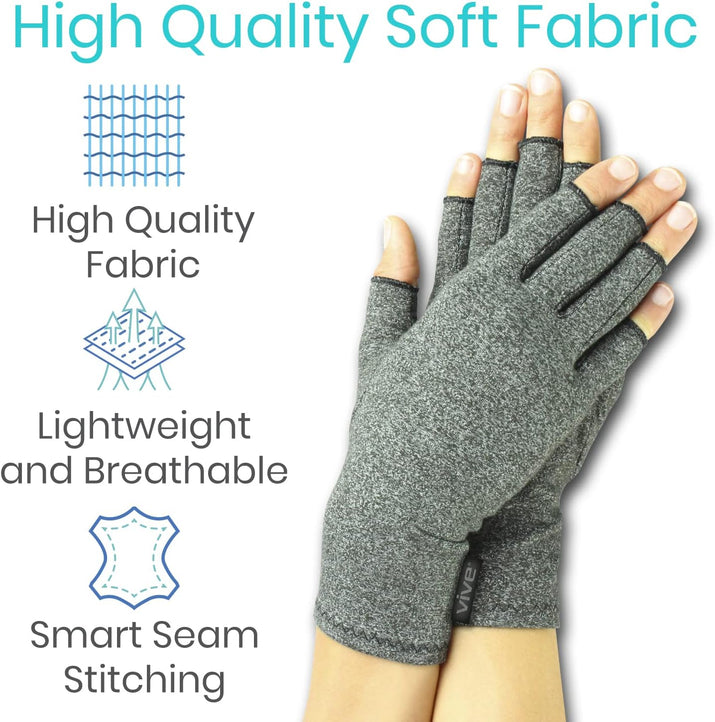 Arthritis Gloves - Men, Women Rheumatoid Compression Hand Glove for Osteoarthritis- Arthritic Joint Pain Relief - Carpal Tunnel Wrist Support - Open Finger, Fingerless Thumb for Computer Typing