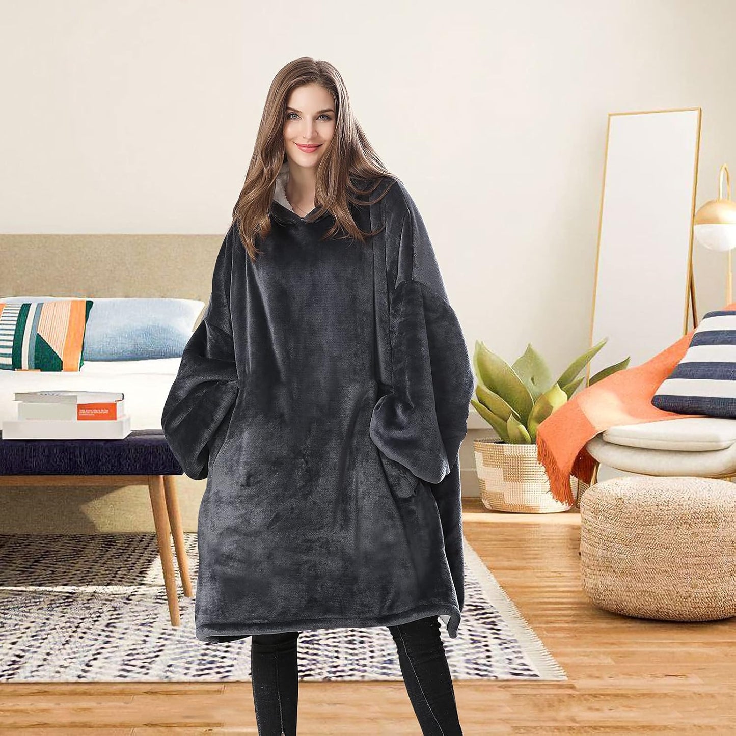 Ultimate Cozy Wearable Blanket Hoodie - Oversized Sherpa Sweatshirt for Maximum Warmth and Comfort!