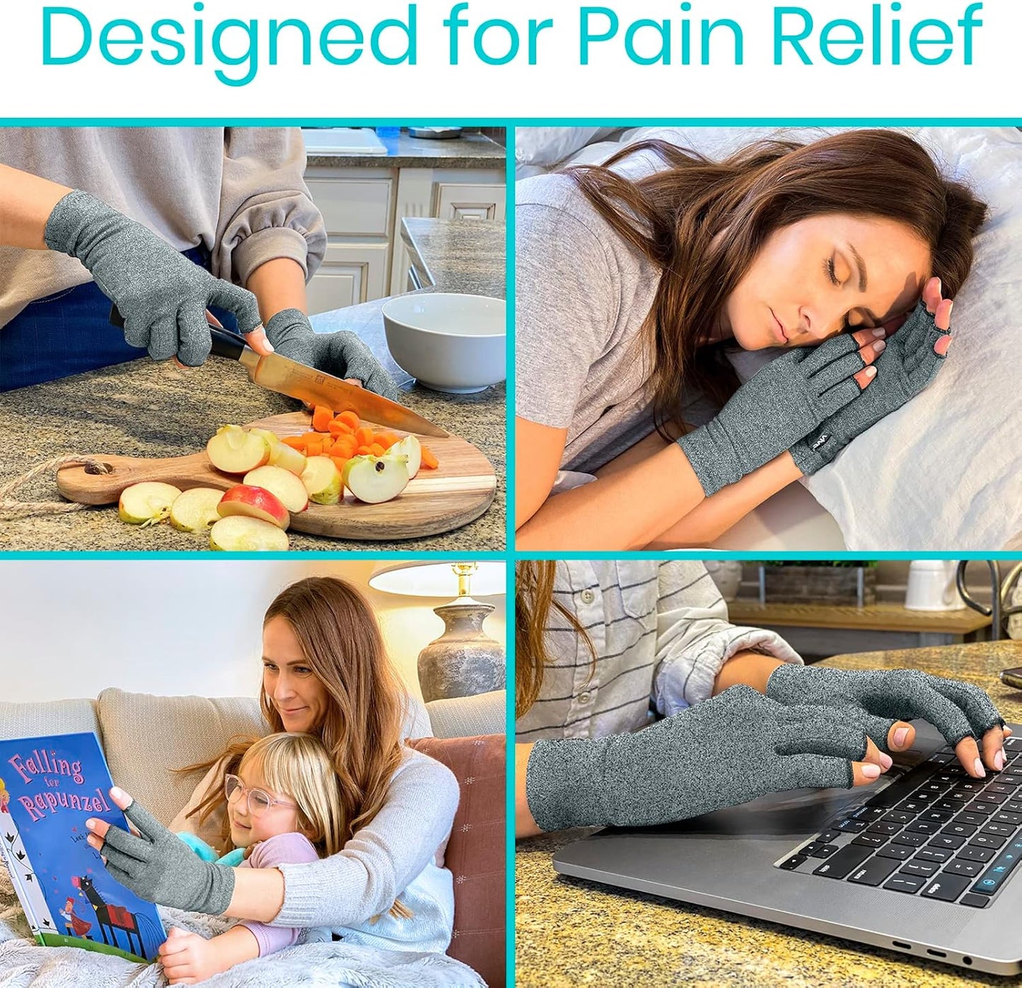 Arthritis Gloves - Men, Women Rheumatoid Compression Hand Glove for Osteoarthritis- Arthritic Joint Pain Relief - Carpal Tunnel Wrist Support - Open Finger, Fingerless Thumb for Computer Typing