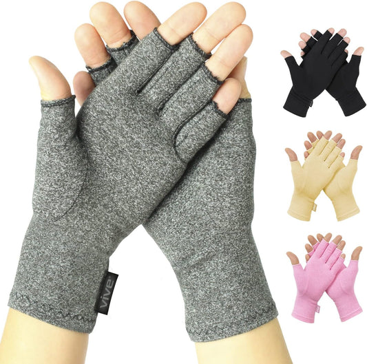 Arthritis Gloves - Men, Women Rheumatoid Compression Hand Glove for Osteoarthritis- Arthritic Joint Pain Relief - Carpal Tunnel Wrist Support - Open Finger, Fingerless Thumb for Computer Typing